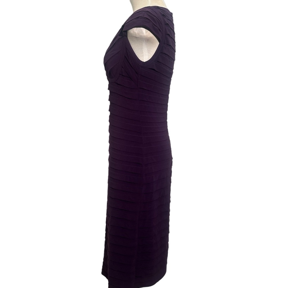 Adrianna Papell Elegant Deep Purple V-Neck Cap Sleeve Cocktail Dress Size 6 - Picture 5 of 11